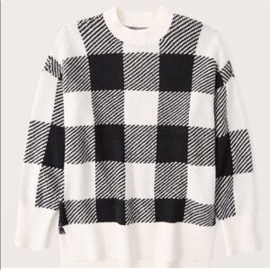 Abercrombie & Fitch Checkered Sweater Size Medium Black White Oversized